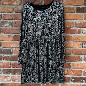Cat & Jack Girls Black Metallic Spider Web Dress XL Halloween